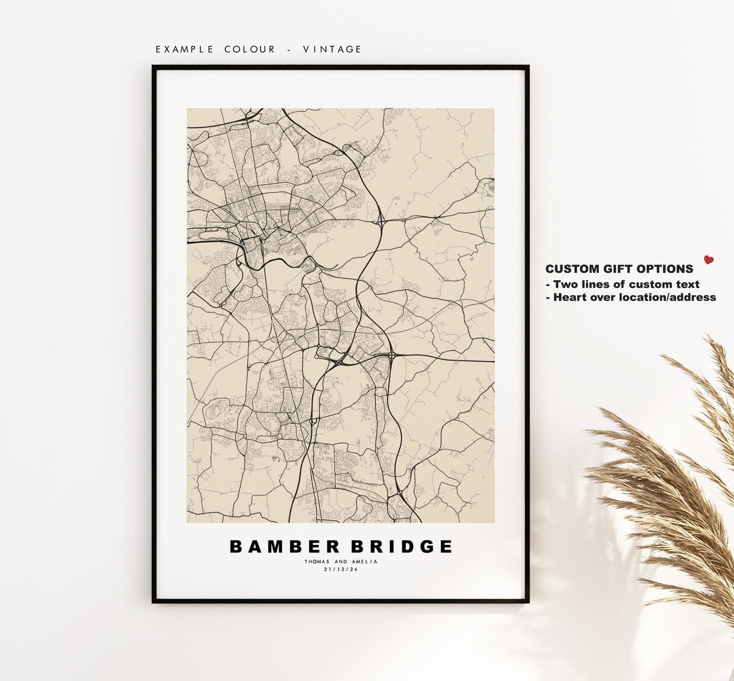 Bamber Bridge Map Print - Minimalist City Map Poster - Map Art - UK - Bamber Bridge Print - Lancashire - Different Colours Available