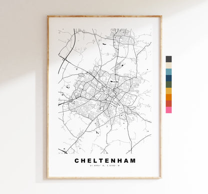 Cheltenham Map Print - Minimalist City Map Poster - Map Wall Art - UK - Cheltenham Print - Cheltenham Poster - Different Colours Available