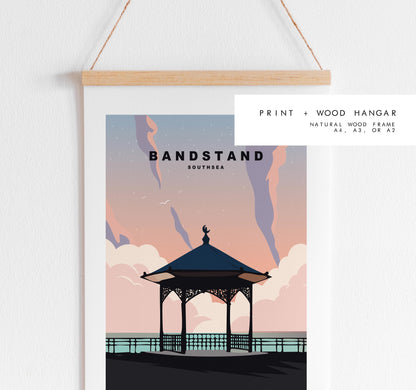Southsea Bandstand Travel Poster (Sunset) - Wall Art Print - Southsea and Portsmouth Travel Posters - Prints or Framed Prints