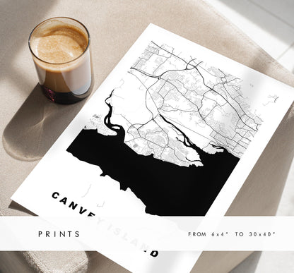 Canvey Island Map Print - Minimalist City Map Poster - Map Art - UK - Canvey Island Print - Essex - Different Colours Available