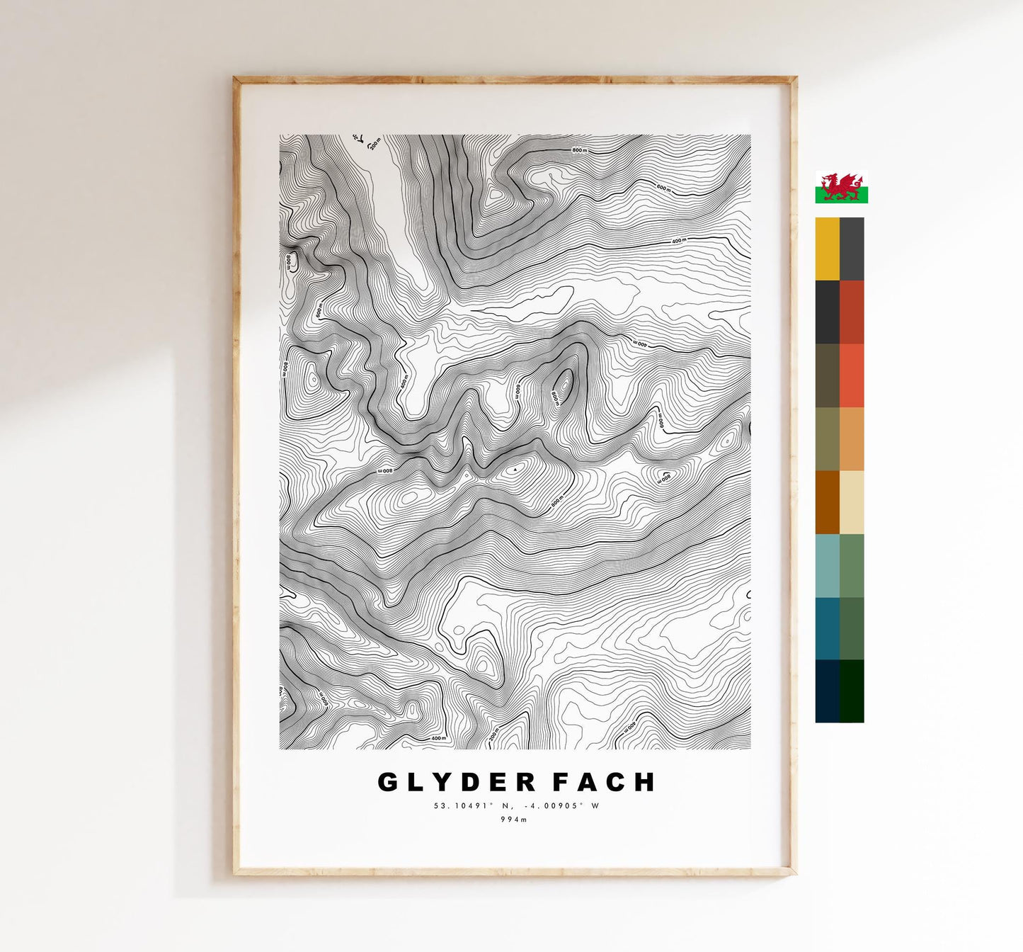 Glyder Fach Print - Contour Map - Snowdonia - Wales - Topographic Map - Print - Poster - Wall Art - Glyder Fach Poster - Glyderau