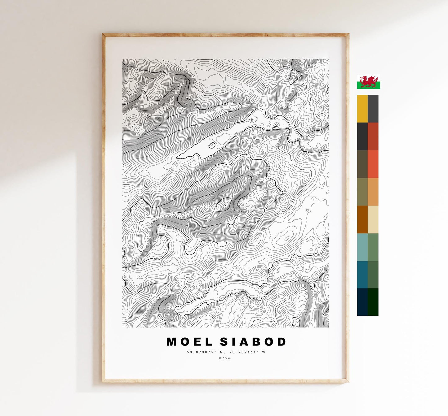 Moel Siabod Print - Contour Map - Snowdonia - Wales - Topographic Map - Print - Poster - Wall Art - Moel Siabod Poster - Moelwynion Range
