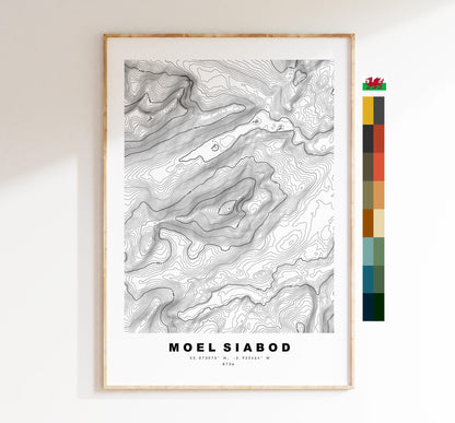 Moel Siabod Print - Contour Map - Snowdonia - Wales - Topographic Map - Print - Poster - Wall Art - Moel Siabod Poster - Moelwynion Range