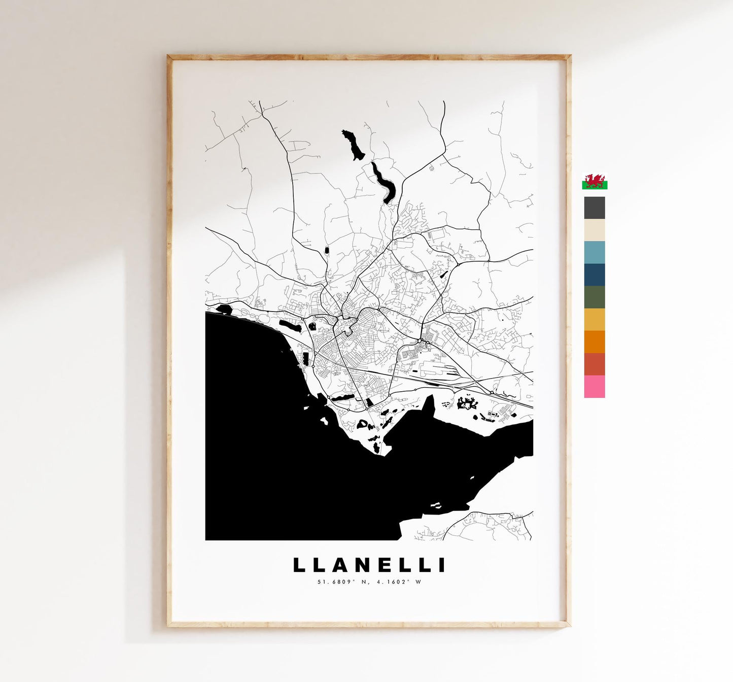 Llanelli Map Print - Minimalist City Map Poster - Map Art - Wales - UK - Llanelli Print - Llanelli Poster - Different Colours Available