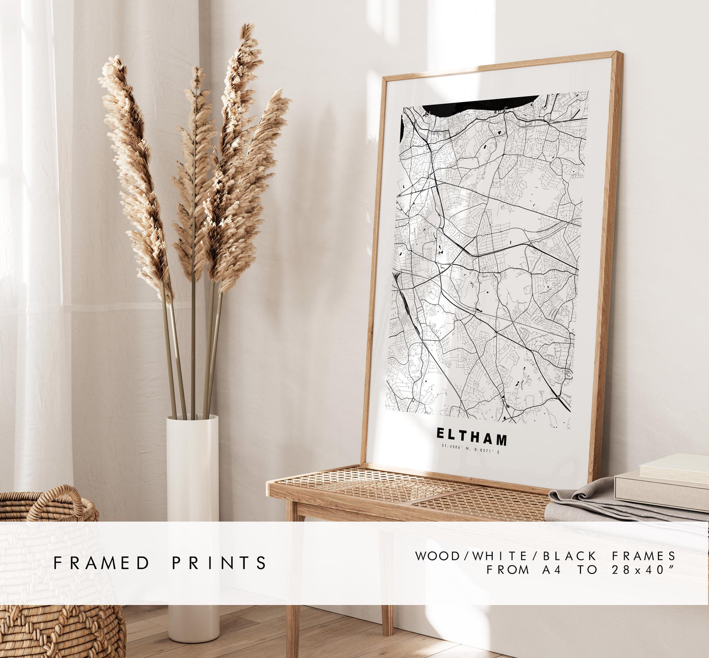 Eltham Map Print - Minimalist City Map Poster - Map Art - UK - Eltham Print - Eltham, London - Different Colours Available