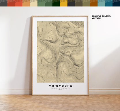 Yr Wyddfa Print - Contour Map - Snowdon Poster - Wales - Topographic Map - Print - Poster - Wall Art - Snowdon Map - Snowdon - Topography