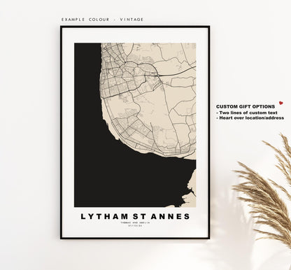 Lytham St Annes Map Print - Minimalist City Map Poster - Map Art - UK - Lytham St Annes Print - Lancashire - Different Colours Available