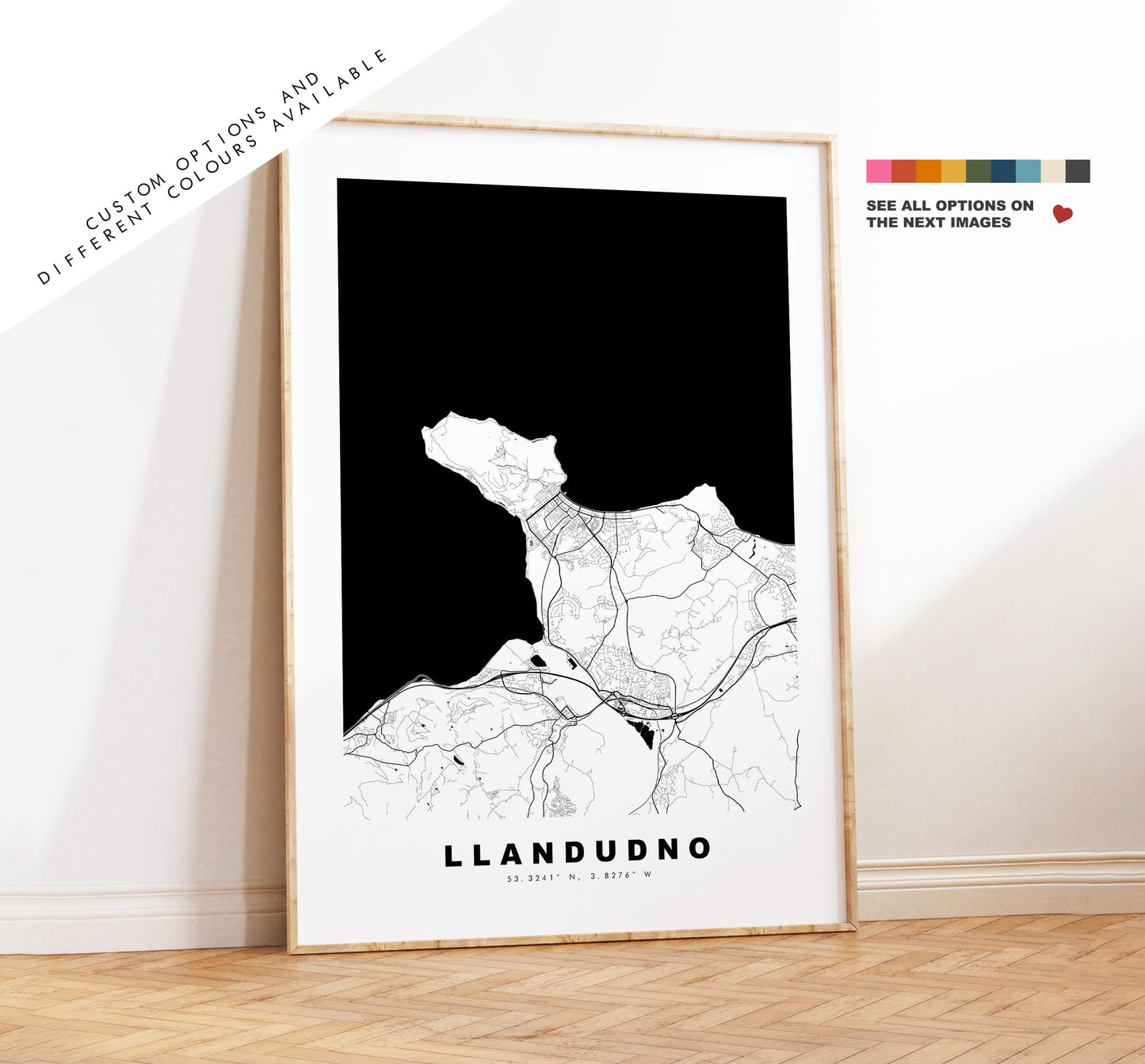 Llandudno Map Print - Minimalist City Map Poster - Map Art - Wales - UK - Llandudno Print - Llandudno Poster - Different Colours Available