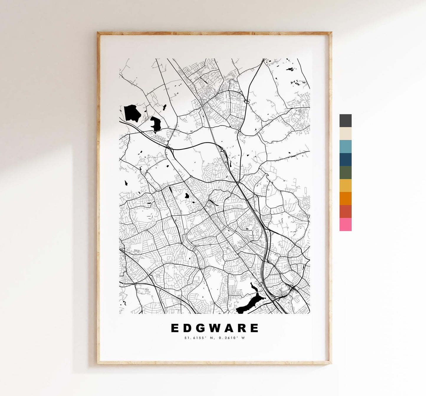 Edgware Map Print - Minimalist City Map Poster - Map Art - UK - Edgware Print - Edgware, London - Different Colours Available