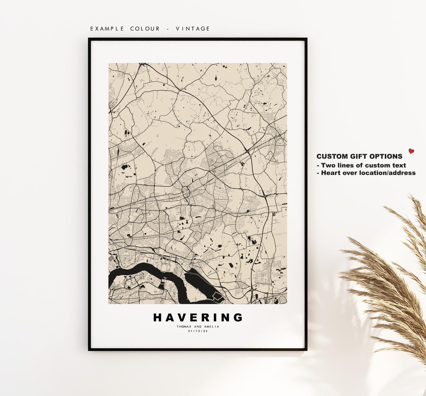 Havering Map Print - Minimalist City Map Poster - Map Art - UK - Havering Print - Havering, London - Different Colours Available