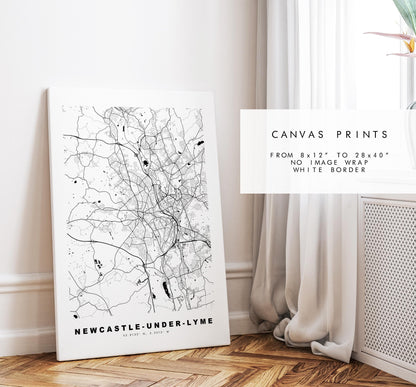 Newcastle-under-Lyme Map Print - Minimalist City Map Poster - Map Art - UK - Newcastle-under-Lyme Print - Different Colours Available