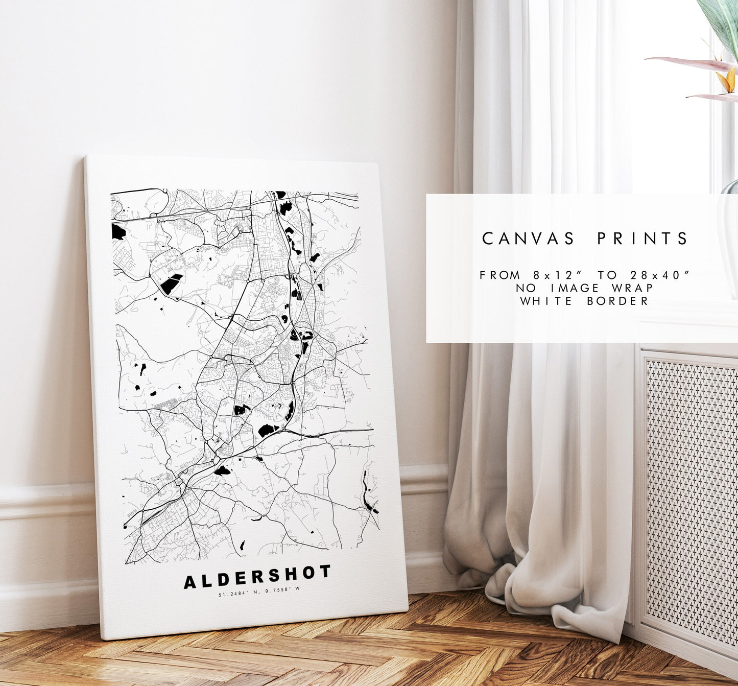 Aldershot Map Print - Minimalist City Map Poster - Map Art - UK - Aldershot Print - Aldershot Poster - Different Colours Available