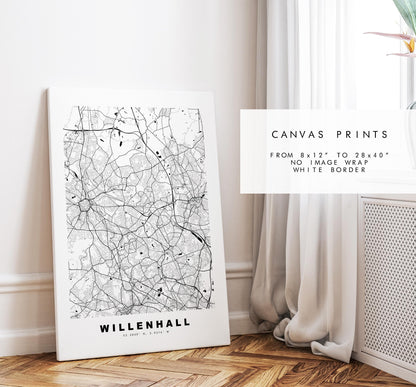 Willenhall Map Print - Minimalist City Map Poster - Map Art - UK - Willenhall Print - West Midlands - Different Colours Available