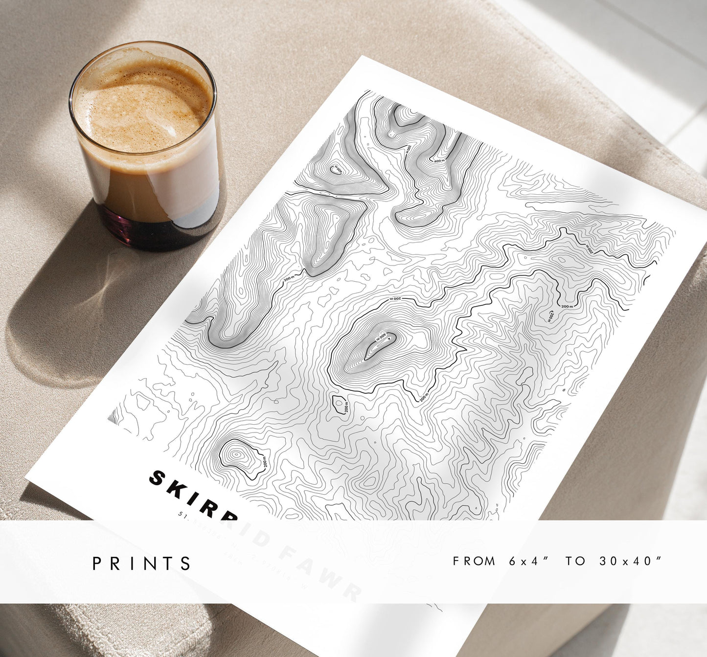 Skirrid Fawr Print - Contour Map - Monmouthshire - Wales - Topographic Map - Print - Poster - Wall Art - Skirrid Poster - Ysgyryd Fawr