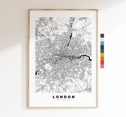 London Map Print - Minimalist City Map Poster - Map Art - UK - London Print - London Poster - Different Colours Available