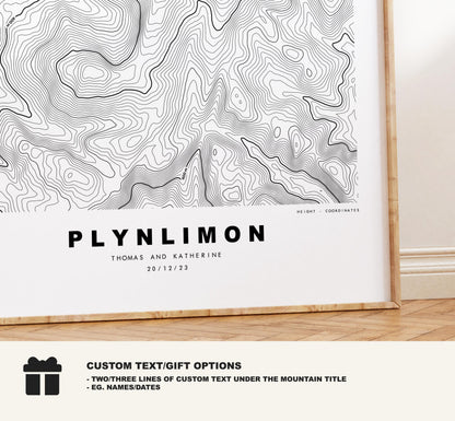 Plynlimon Print - Contour Map - Cambrian Mountains - Wales - Topographic Map - Print - Poster - Wall Art - Plynlimon Poster - Pumlumon Fawr