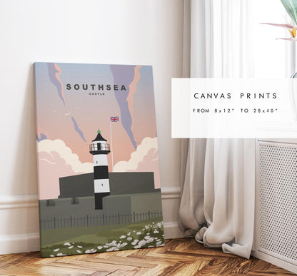 Southsea Castle Travel Poster (Sunset) - Wall Art Print - Southsea and Portsmouth Travel Posters - Prints or Framed Prints
