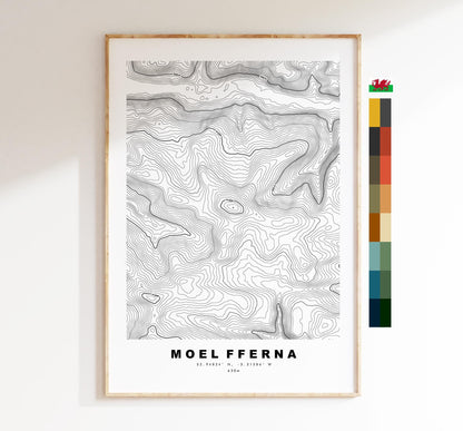 Moel Fferna Print - Contour Map - Berwyn Range - Wales - Topographic Map - Print - Wall Art - Moel Fferna Poster - Contour Map - Topography