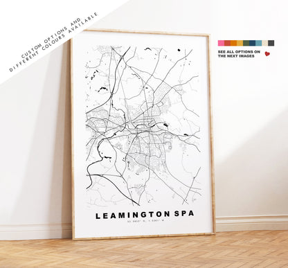 Leamington Spa Map Print - Minimalist City Map Poster - Map Art - UK - Leamington Spa Print - Poster - Different Colours Available