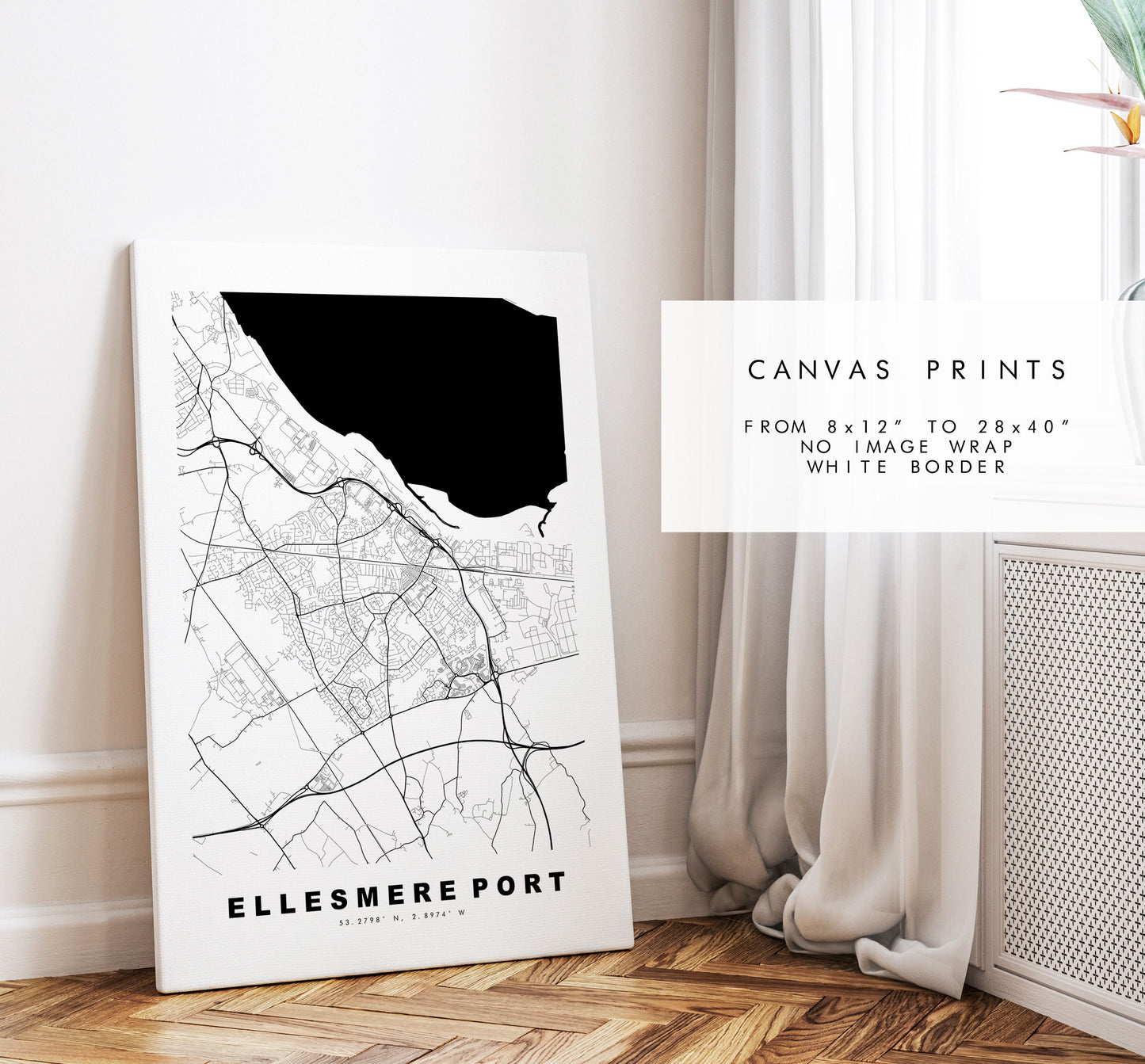 Ellesmere Port Map Print - Minimalist City Map Poster - Map Art - UK - Ellesmere Port Print - Ellesmere Poster - Different Colours Available