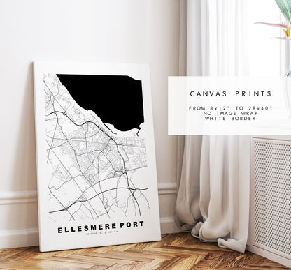 Ellesmere Port Map Print - Minimalist City Map Poster - Map Art - UK - Ellesmere Port Print - Ellesmere Poster - Different Colours Available