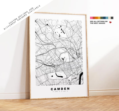 Camden Map Print - Minimalist City Map Poster - Map Art - UK - Camden Print - Camden, London - Different Colours Available
