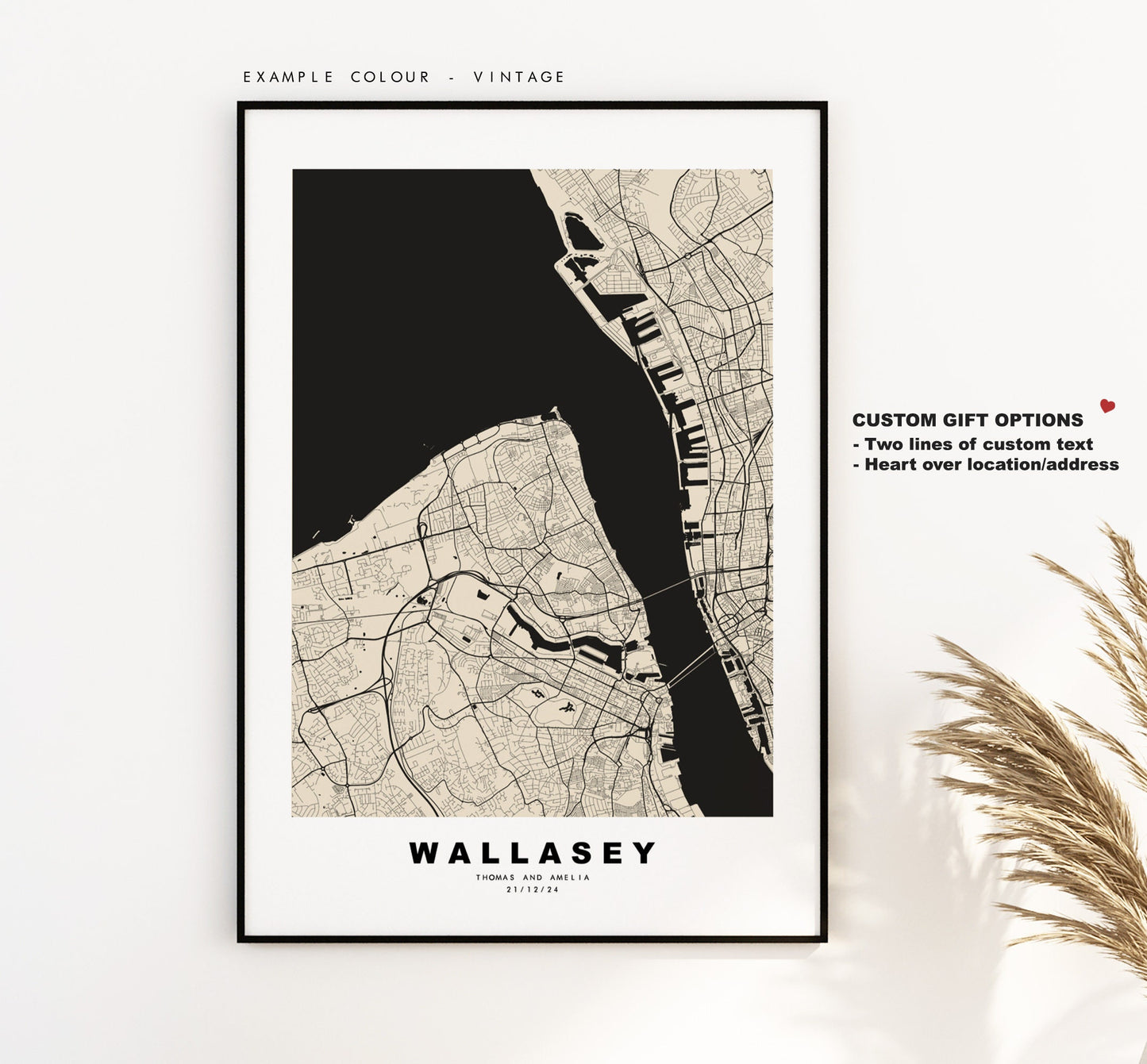 Wallasey Map Print - Minimalist City Map Poster - Map Art - UK - Wallasey Print - Wallasey Poster - Different Colours Available