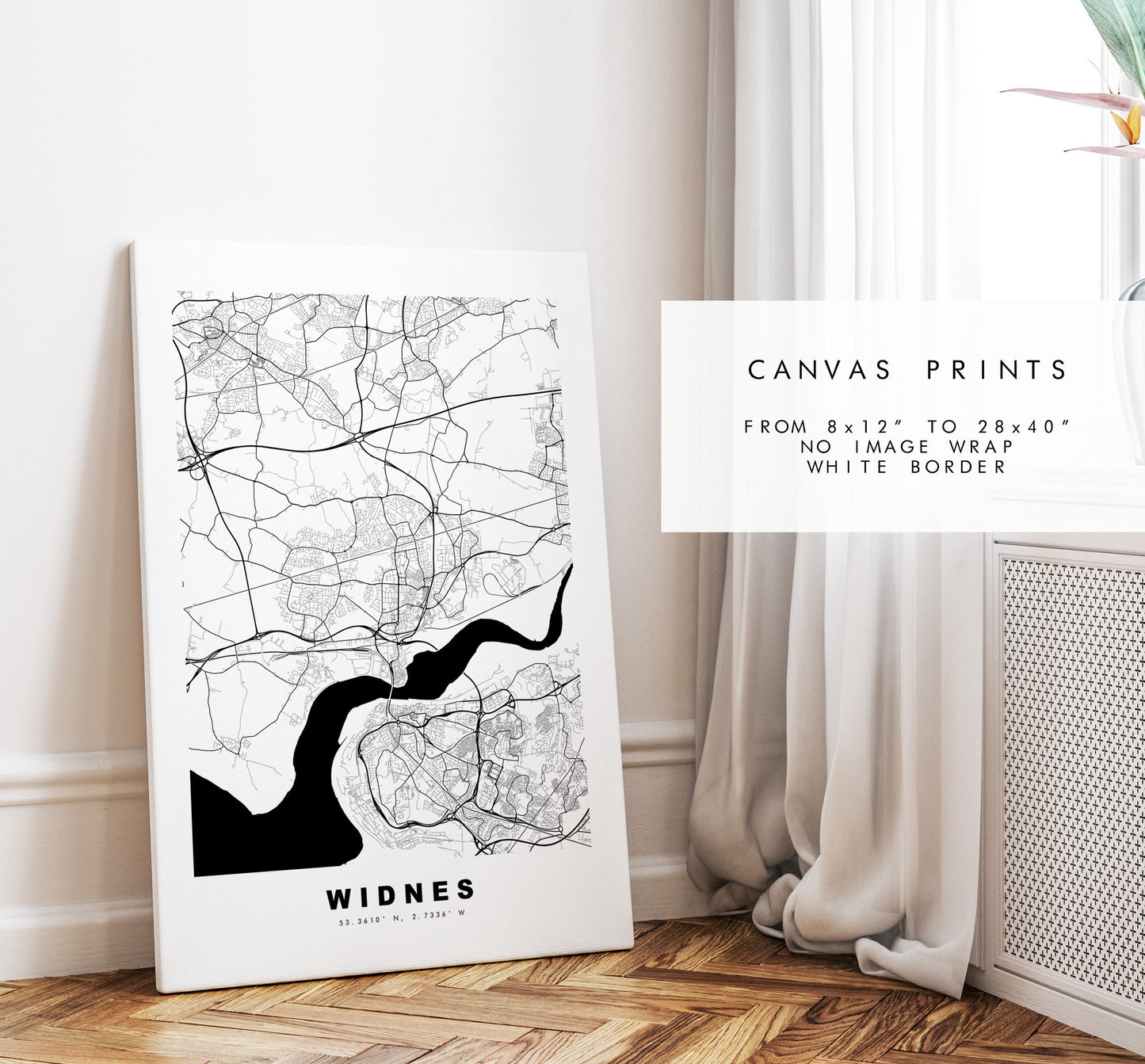 Widnes Map Print - Minimalist City Map Poster - Map Art - UK - Widnes Print - Widnes Poster - Different Colours Available