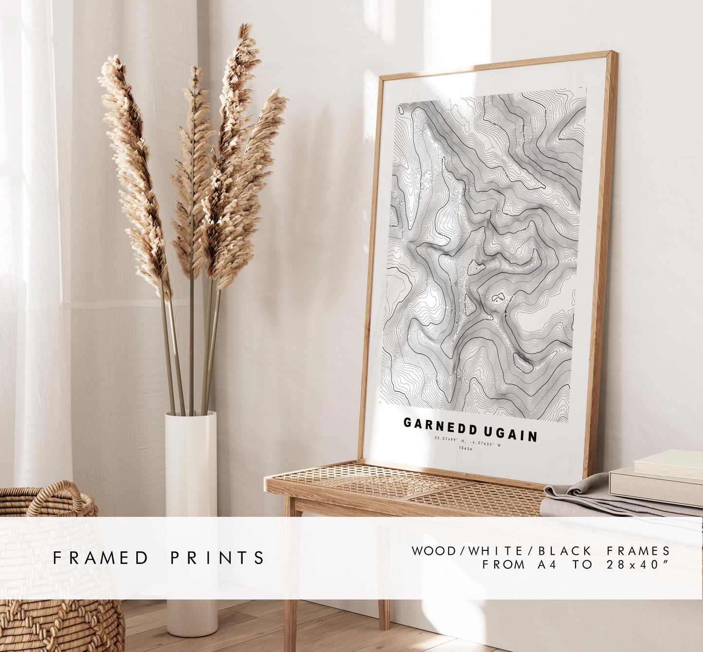 Garnedd Ugain Print - Contour Map - Garnedd Ugain Poster - Wales - Topographic Map - Print - Poster - Wall Art - Welsh 3000s - Topography