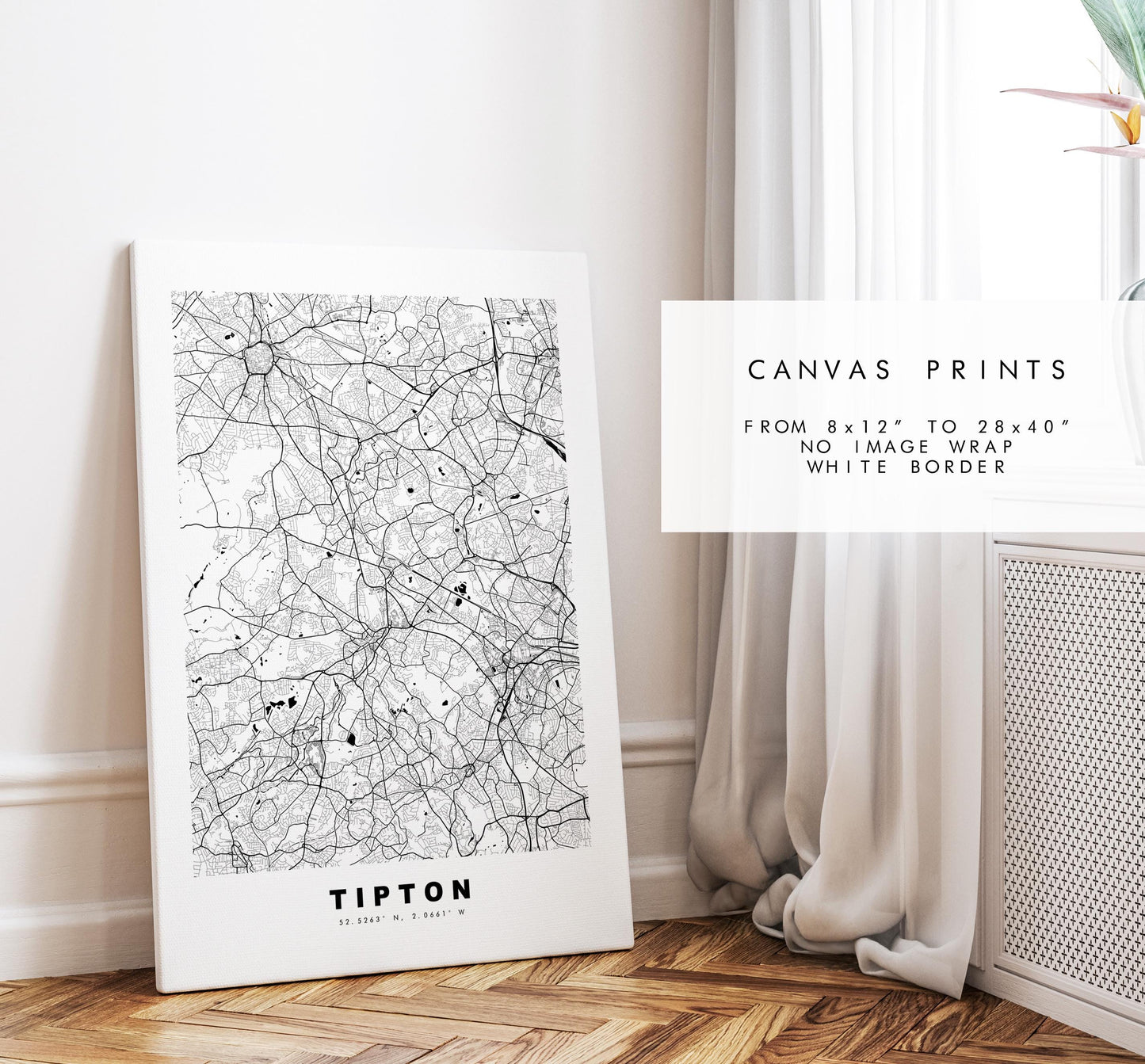 Tipton Map Print - Minimalist City Map Poster - Map Art - UK - Tipton Print - Tipton, West Midlands - Different Colours Available