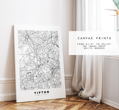 Tipton Map Print - Minimalist City Map Poster - Map Art - UK - Tipton Print - Tipton, West Midlands - Different Colours Available