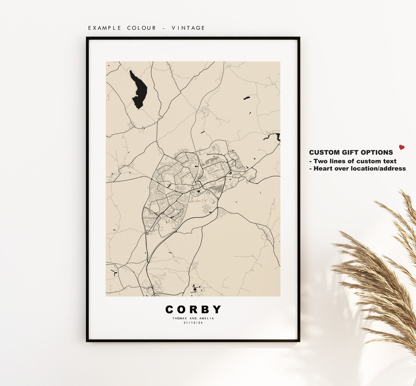 Corby Map Print - Minimalist City Map Poster - Map Art - UK - Corby Print - Corby Poster - Different Colours Available