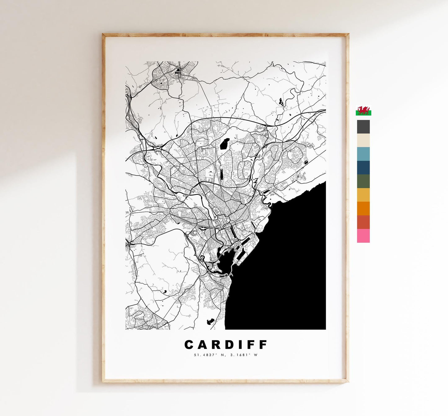 Cardiff Map Print - Minimalist City Map Poster - Map Art - Wales - UK - Cardiff Print - Cardiff Poster - Different Colours Available