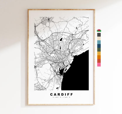Cardiff Map Print - Minimalist City Map Poster - Map Art - Wales - UK - Cardiff Print - Cardiff Poster - Different Colours Available