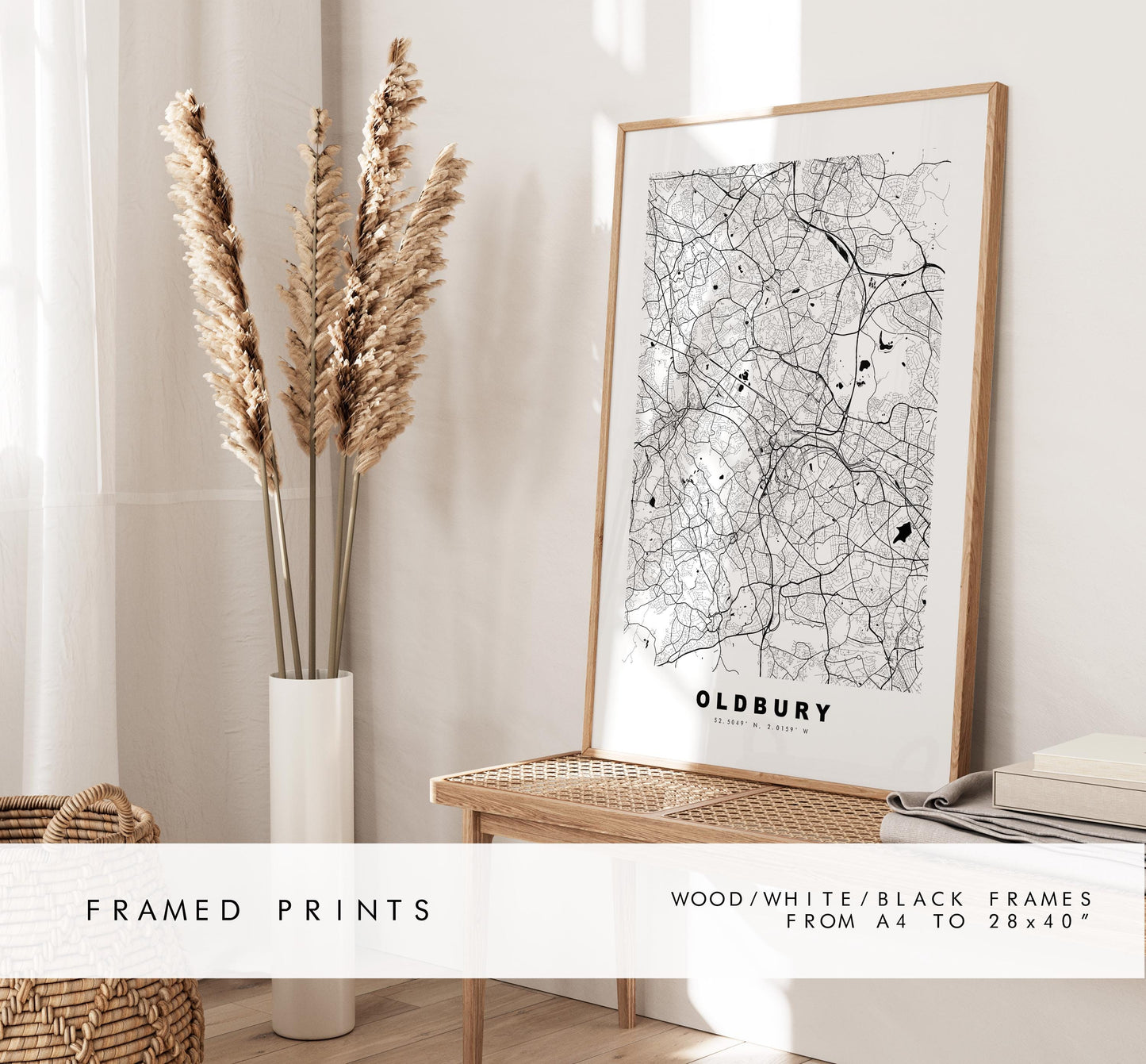 Oldbury Map Print - Minimalist City Map Poster - Map Art - UK - Oldbury Print - Oldbury, West Midlands - Different Colours Available