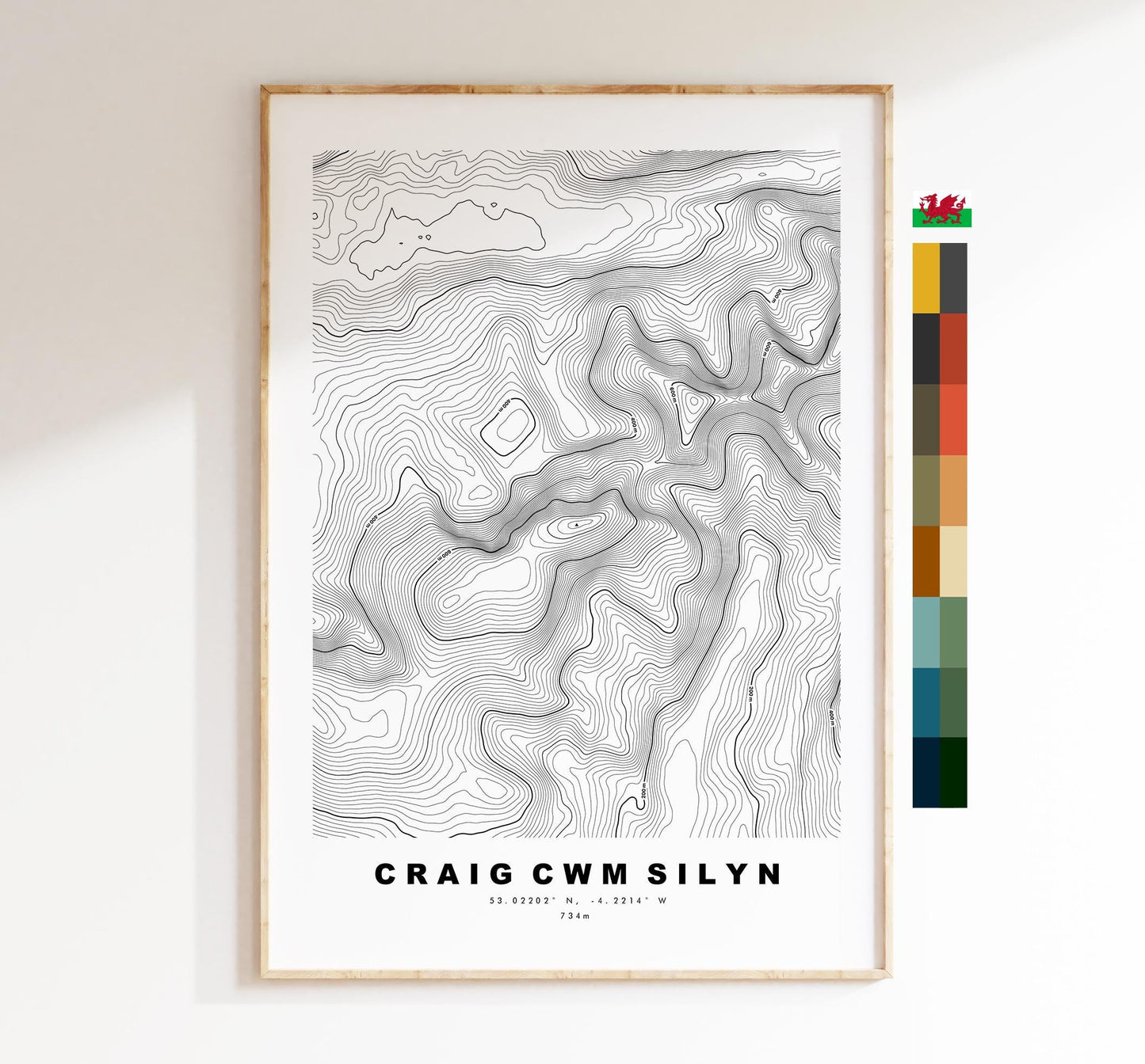 Craig Cym Silyn Print - Contour Map - Craig Cym Silyn Poster - Wales - Topographic Map - Print - Poster - Wall Art - Nantlle Ridge