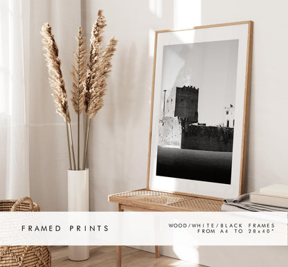 Portchester Castle Photography Print - Hampshire Photography Prints - Wall Art -  Frame and Canvas Options - Black and White - Portrait - UK