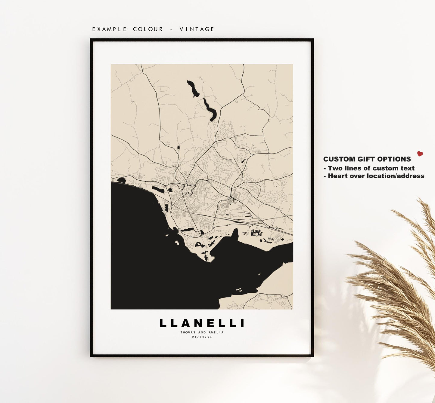 Llanelli Map Print - Minimalist City Map Poster - Map Art - Wales - UK - Llanelli Print - Llanelli Poster - Different Colours Available