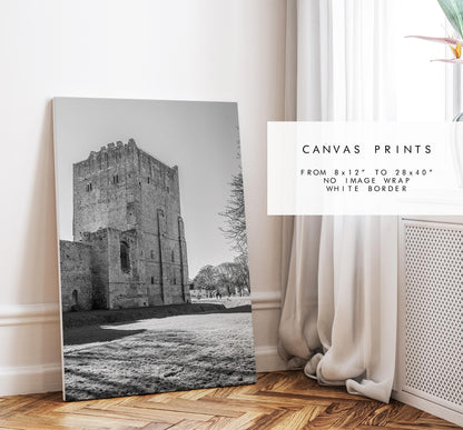 Portchester Castle Photography Print - Hampshire Photography Prints - Wall Art -  Frame and Canvas Options - Black and White - Portrait - UK