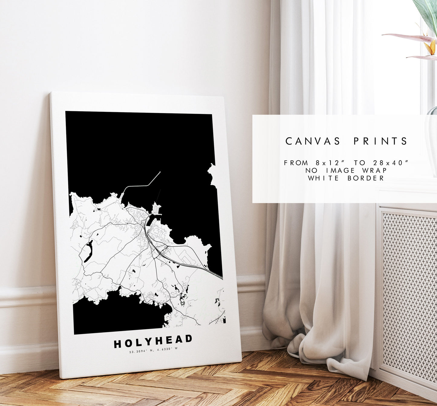 Holyhead Map Print - Minimalist City Map Poster - Map Art - Wales - UK - Holyhead Print - Holyhead Poster - Different Colours Available