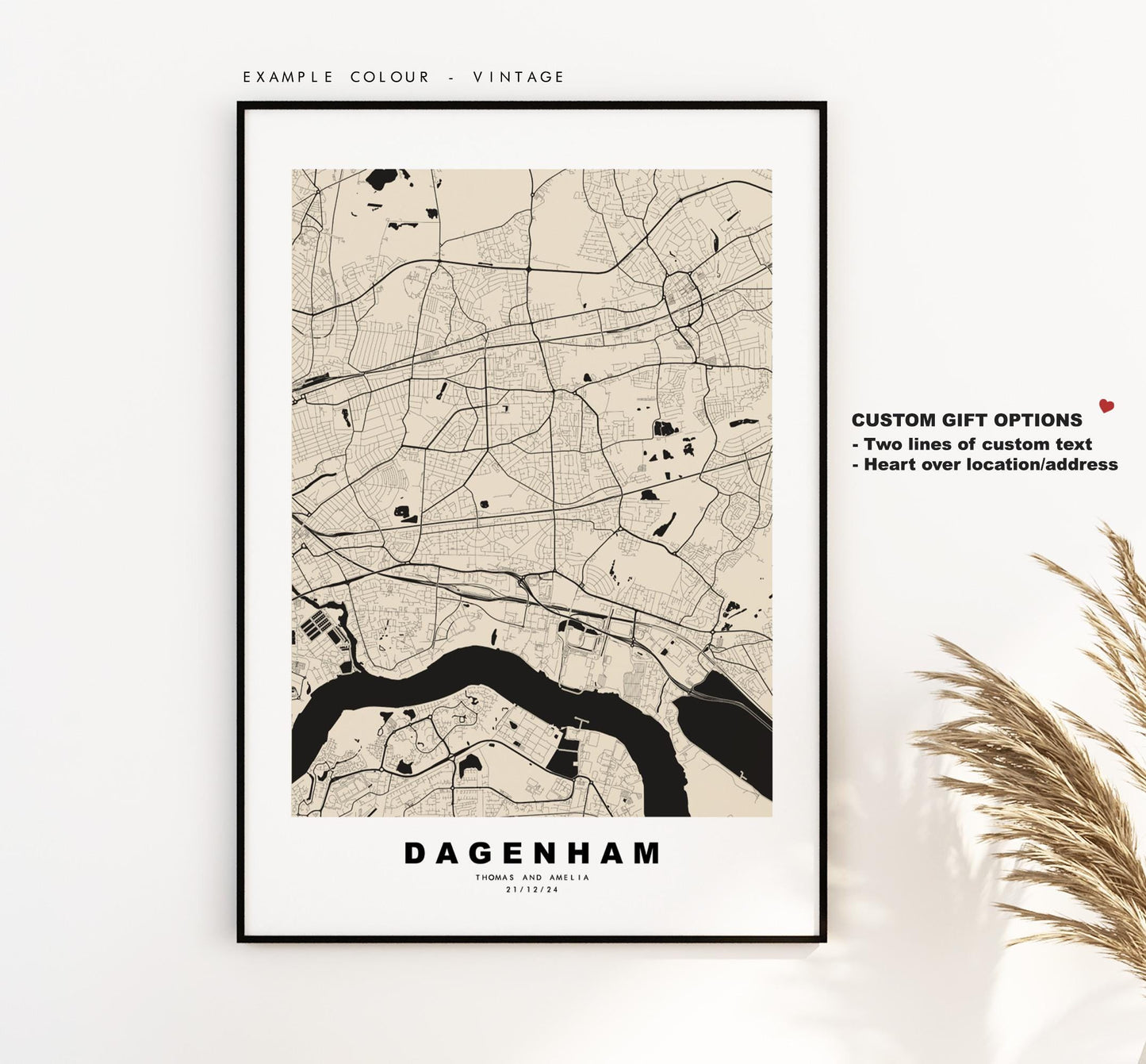 Dagenham Map Print - Minimalist City Map Poster - Map Art - UK - Dagenham Print - Dagenham, London - Different Colours Available