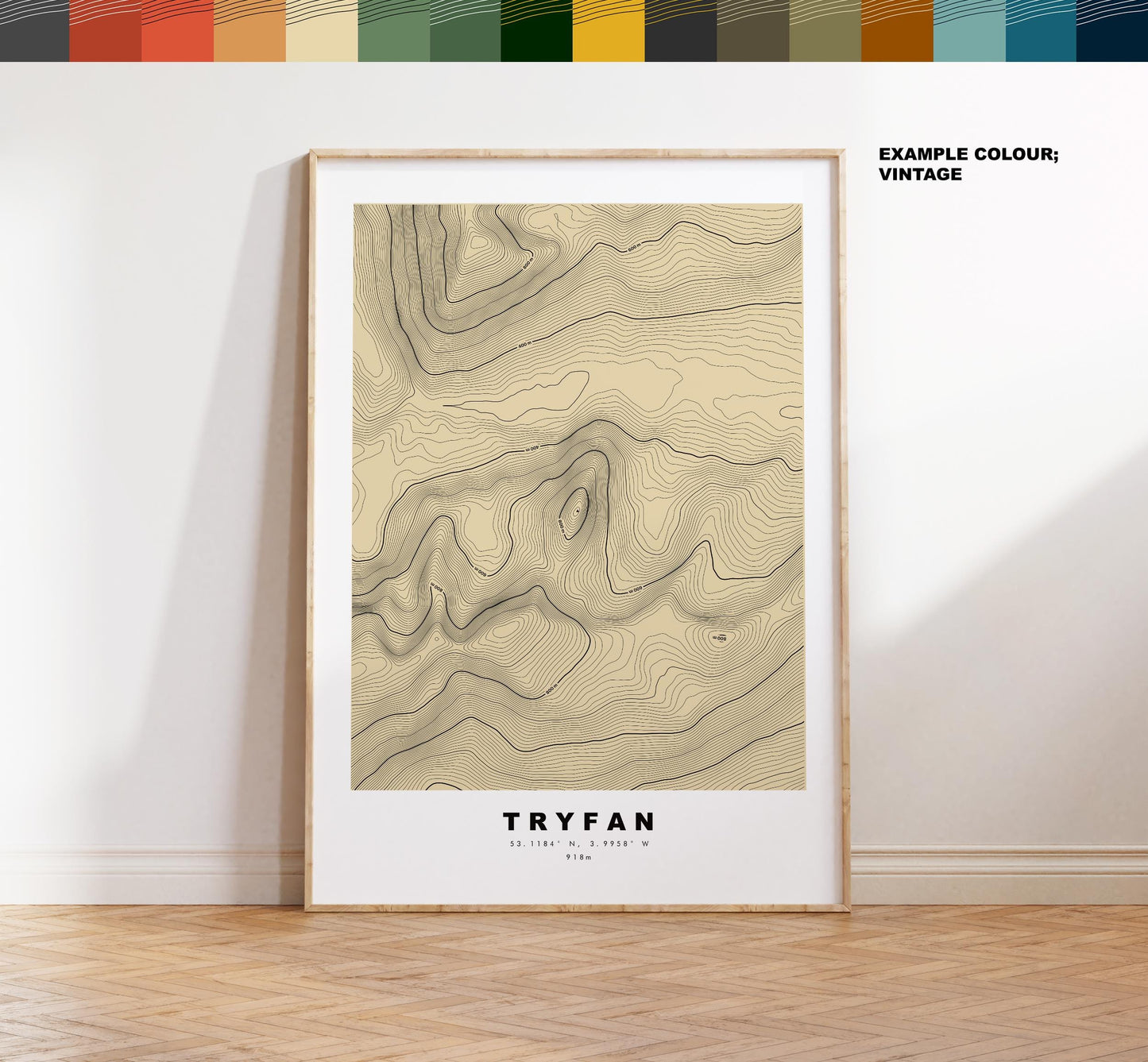 Tryfan Print - Contour Map - Snowdonia - Wales - Topographic Map - Print - Poster - Wall Art - Tryfan Poster - Contour Map - Topography