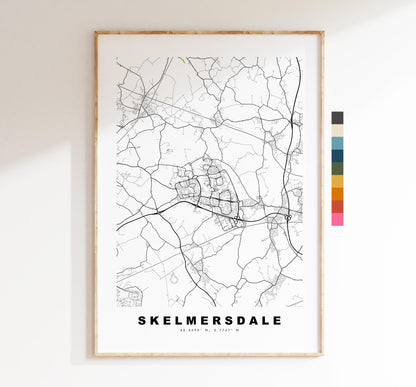Skelmersdale Map Print - Minimalist City Map Poster - Map Art - UK - Skelmersdale Print - Lancashire - Different Colours Available