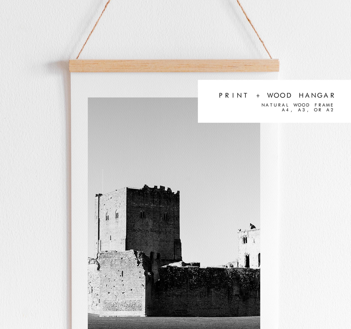 Portchester Castle Photography Print - Hampshire Photography Prints - Wall Art -  Frame and Canvas Options - Black and White - Portrait - UK