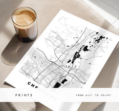 Cheshunt Map Print - Minimalist City Map Poster - Map Art - UK - Cheshunt Print - Cheshunt, Hertfordshire - Different Colours Available