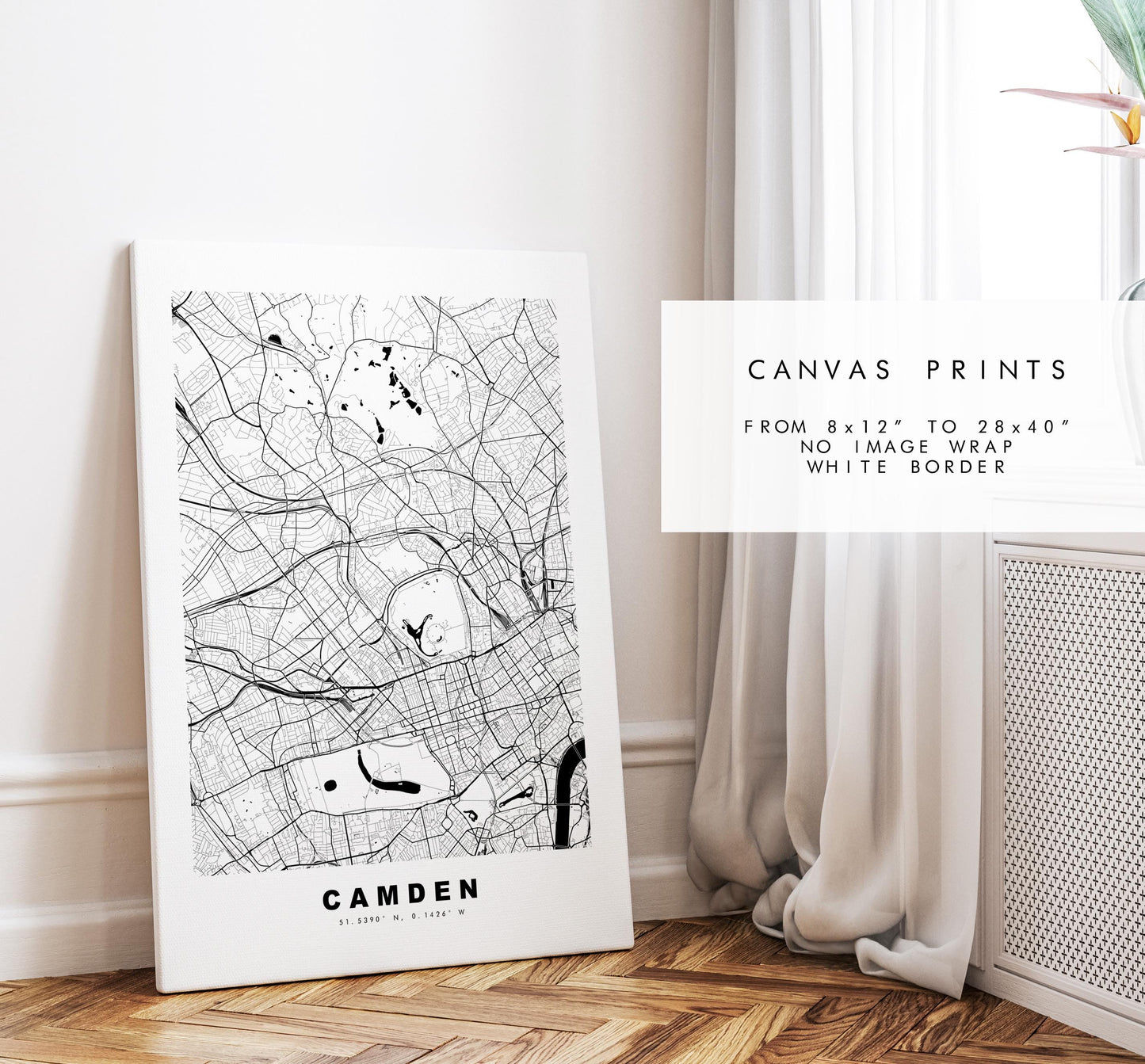 Camden Map Print - Minimalist City Map Poster - Map Art - UK - Camden Print - Camden, London - Different Colours Available