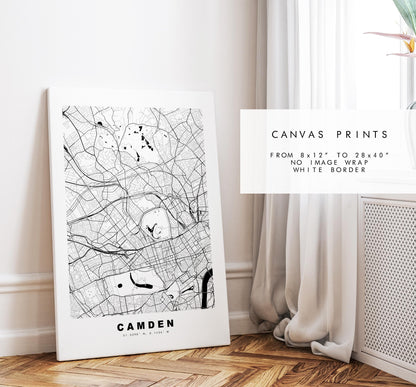 Camden Map Print - Minimalist City Map Poster - Map Art - UK - Camden Print - Camden, London - Different Colours Available