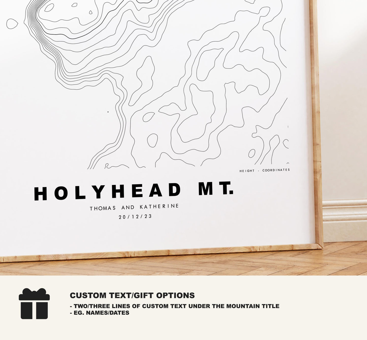 Holyhead Mountain Print - Contour Map - Anglesey - Wales - Topographic Map - Print - Wall Art - Mynydd Twr - Contour Map - Topography
