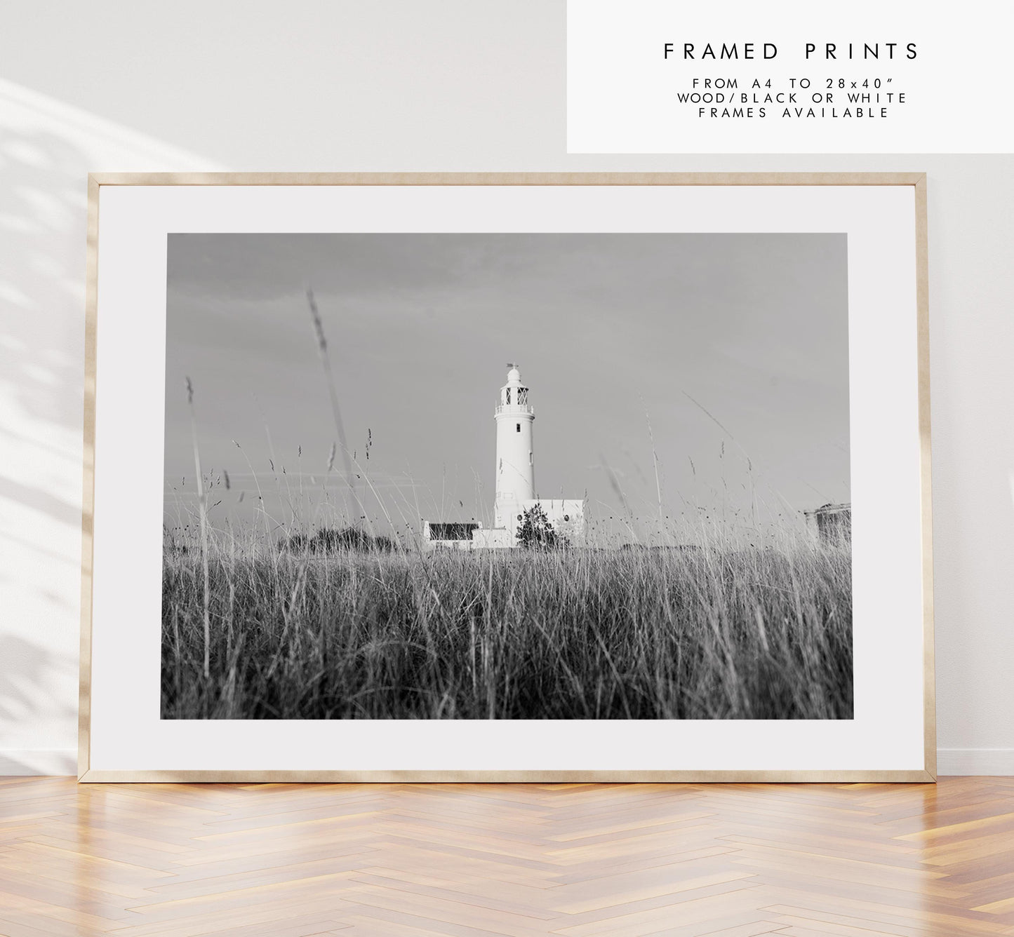 Lighthouse Black and White Photography Print - Hampshire Photography Prints - Wall Art -  Frame and Canvas Options - Landscape  - UK