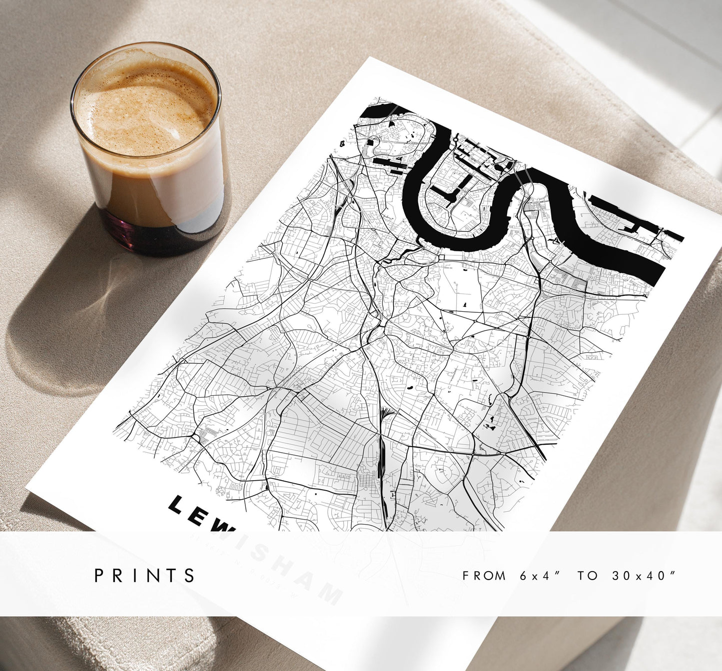 Lewisham Map Print - Minimalist City Map Poster - Map Art - UK - Lewisham Print - Lewisham, London - Different Colours Available